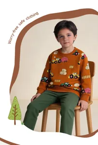 Felpa in cotone per bambini con stampa di trattore, ideale per un look quotidiano e comodo.