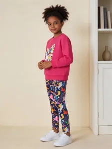 Carino set felpa autunnale e leggings con unicorno per bambine, abbigliamento comodo.