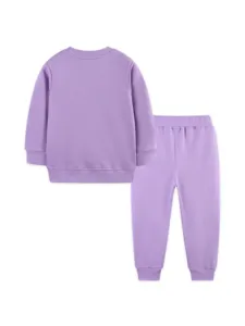 Kids Cotton Long Sleeve Top And Bottom Euro-American Style Dinosaur Applique Knit Pullover Sweatshirt Drawstring Pants Set