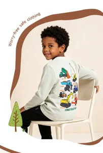 Jungen Langarmshirt mit niedlichem Baustellenfahrzeuge Druck Detail, bequeme Passform.