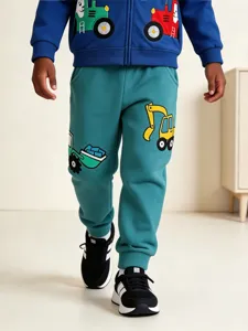 Pantalones de Chándal Casuales de Algodón para Niños Estampado Coche de Dibujos Animados Pantalón Deportivo Cintura Elástica