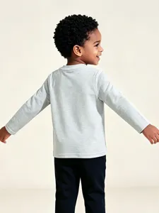 Maglietta maniche lunghe per bambini top grigio casual ragazzo moda autunno vista principale
