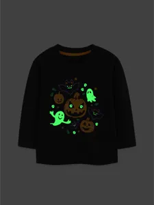 Kids Halloween Glow-in-the-Dark Long Sleeve T-Shirt Cotton Boys Fall Top Main View