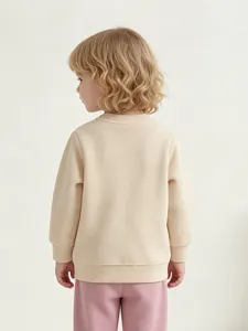 Kids solid crewneck sweatshirt back view casual toddler pullover comfy cotton top