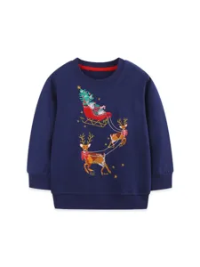 Kinderen Kerst Trui Ronde Hals Lange Mouwen Schattige Rendier Winter Sweatshirt Jongens