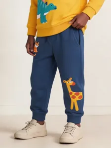 Pantalón de chándal de algodón para niños con divertidos estampados de animales otoño.