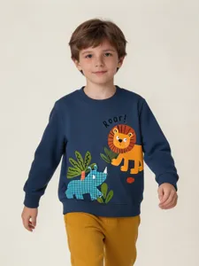 Boys long sleeve sweatshirt cute cartoon animal print crewneck pullover autumn kids apparel