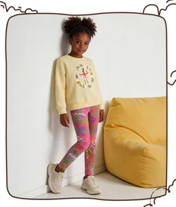 Ensemble sweat-shirt manches longues et leggings imprimés automne fille casual wear