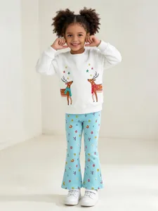 AostaBetty Autunno Ragazze Cotone Pantaloni A Zampa Carino Cartone Animato Stampa Alta Elasticità Leggings Morbido Vestibilità Aderente Pantaloni Lunghi Abbigliamento Casual Per Bambini