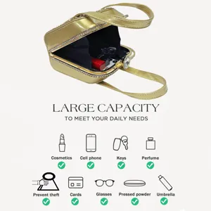 Elegant gold rhinestone evening bag for women, luxury crystal box clutch with large capacity.