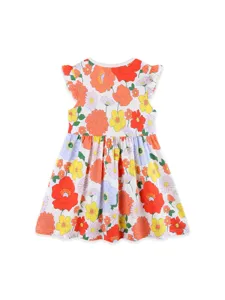 Euro-Amerikaanse Stijl Mode Bloemenprint Meisjes Jurk Zomer Nieuwe Gebreide Katoenen Korte FladdergMouwen Kinderen Prinsessenjurk Dagelijkse Outfits