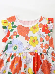 Zomerjurk voor kleine meisjes met bloemenprint, schattige katoenen prinsessenjurk.