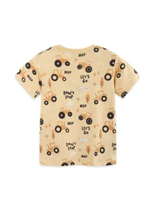 Maglietta da Ragazzo Casual a Manica Corta in Cotone Stile Euro-Americano Top Stampato con Trattore Animato Girocollo Abbigliamento Estivo per Bambini
