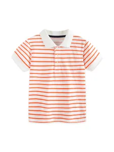 Jongens korte mouw polo oranje wit gestreept zomer kinderen casual top t-shirt shirt