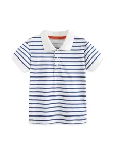 Jongens korte mouw gestreepte polo zomer kinderen revers top ademend katoen kleding