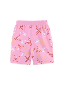 Mädchen Casual Baumwolle Shorts Euro-Amerikanischen Stil Cartoon Gedruckt Kinder Sportliche Shorts Rosa Komfortable Sommer Outfits Mit Kordelzug