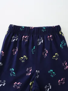 Cute unicorn print girls knit cotton shorts summer toddler children apparel main image