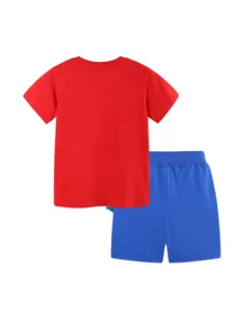 Boys Top And Bottom Casual Cotton Kids Summer Cartoon Shark Print Embroidery Short Sleeve T-Shirt And Shorts