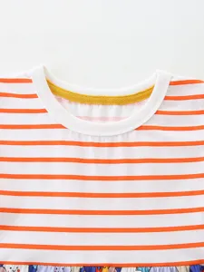Abito a righe per ragazze estate maniche corte arancione bianco neonato bambini abbigliamento casual