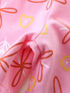Rosa Blumenmuster Mädchen Shorts Sportbekleidung Stoff Nahaufnahme Sommer Kinderkleidung