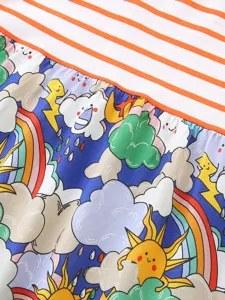 Abito rigato arcobaleno per bambina stampa nuvola cartone animato vestiti
