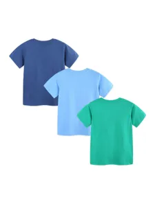 Toddler Boys Cotton Short Sleeve T-Shirt Set Cartoon Marine Vehicle Printed Kids Round Neck Pullover Tops Casual Summer Clothing