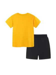 Kids summer short sleeve t-shirt and shorts set, comfortable casual wear for boys daily outfit.