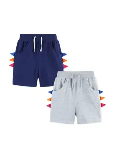 Euro-American Style Kids Cotton Knit Shorts Cartoon Dinosaur Fin Drawstring Casual Bottom For Boys Summer Clothing
