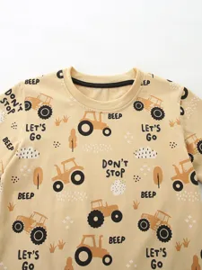 T-shirt con stampa trattore per bambini top in cotone casual estivo per i ragazzi