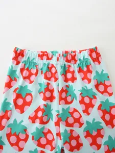 Sommer Kleinkind Mädchen süße Erdbeer-Print elastische Taille lässige Shorts bequem