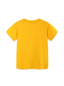 Boys Summer Cotton Short Sleeve T-Shirt Cartoon Construction Vehicle Printed Round Neck Top Clothes For Toddler Kids