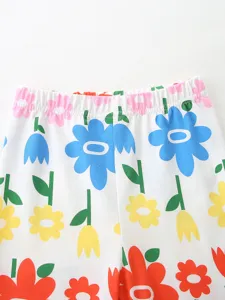 Girls summer cute floral print shorts elastic waist casual children leggings casual wear apparel