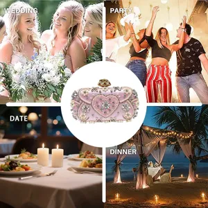 Elegante Perlen Abendtasche mit Strasssteinen, perfekt für Hochzeiten, Partys und elegante Abendessen.