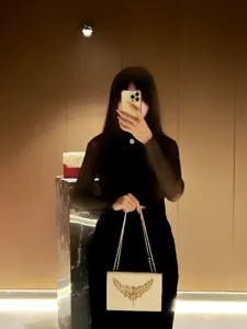Luxus weiße Ketten-Umhängetasche Abendtasche mit filigranem goldenen Flügel-Verschluss.