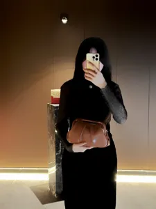 Detailed view of the elegant brown pleated pouch clutch bag, stylish evening handbag.