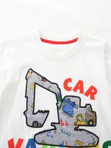 Καλοκαιρινό κοντομάνικο t-shirt για αγοράκια με σχέδιο εκσκαφέα και βαμβακερό ύφασμα.