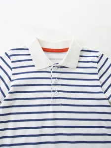Polo de manga corta a rayas para niño de verano, algodón tejido, diseño clásico.
