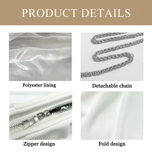 Detailed view of the stylish pleated women crossbody bag featuring durable polyester lining and chain.