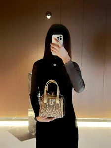 Elegant rhinestone evening bag with top handle and sparkling crystal design for women.