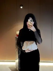 Elegant white pleated clutch bag for women, stylish cloud pouch evening handbag for party.