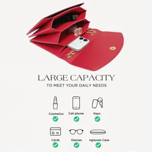 Borsa a tracolla da donna rossa a scomparti multipli, elegante pochette e borsa per uso quotidiano.