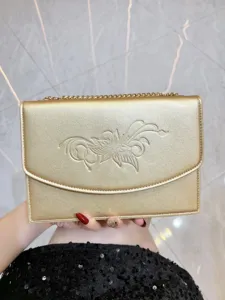 Borsa a tracolla dorata donna elegante borsa a spalla con catena pochette versatile
