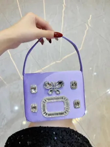 Elegante Satin Abendtasche mit Strass für Damen, luxuriöse Kristall Schnalle Handtasche.