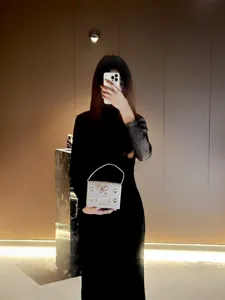 Detailansicht einer luxuriösen Strass-Abendtasche mit Kristallschnalle und eleganter Schleife.