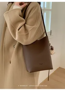 Borsa a secchiello minimalista retro grande capacità elegante borsa a spalla donna inverno