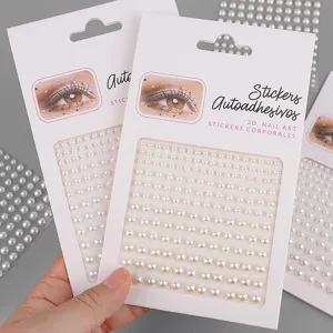Artificial Pearl Nail Art Stickers 3D Self Adhesive Rhinestone Face Gems Mixed Size DIY Makeup Decoration Jewels