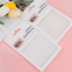 3D pearl nail art stickers, white face gem stickers for DIY beauty decoration main view