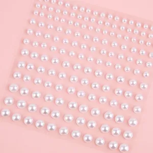 Pearl face stickers DIY nail art pearls flatback adhesive gems for makeup decoration