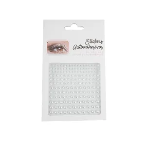 Self-adhesive white pearl stickers for 3D nail art and face makeup DIY decoration.