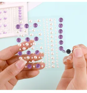 Pearl rhinestone face stickers crystal eye makeup gems DIY stage party festival body art decor